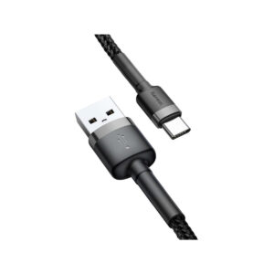 KABEL USB-A / USB-C Baseus Cafule CATKLF-AG1 50cm 3A QC 3.0 CZARNO-SZARY W NYLONOWYM OPLOCIE