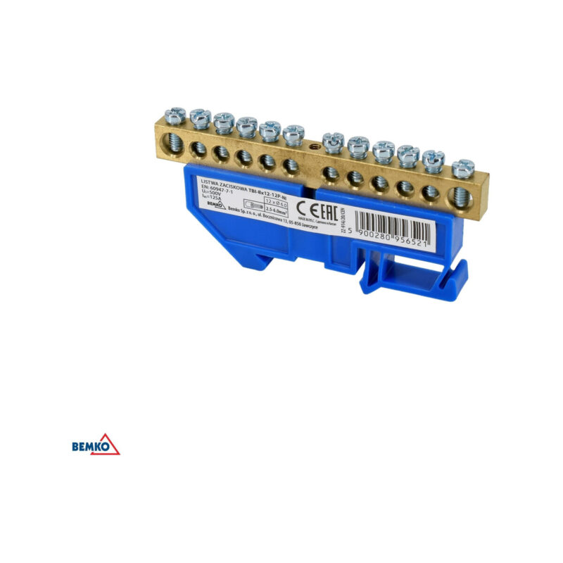 Listwa zaciskowa na sztynę 8x12 12-torowa zółta