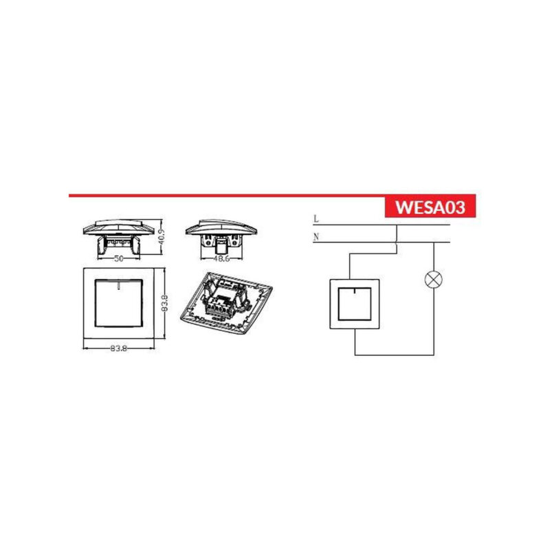 Łącznik pojedynczy z podświetleniem VCX WESA LC 03 Biały