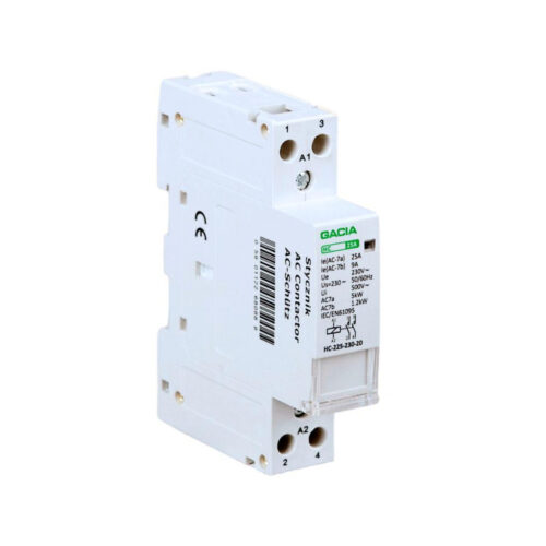 Stycznik modułowy 2 biegunowy 1P/2T/25A 2NO 230V GACIA HC 2P/25A 2NO 230V