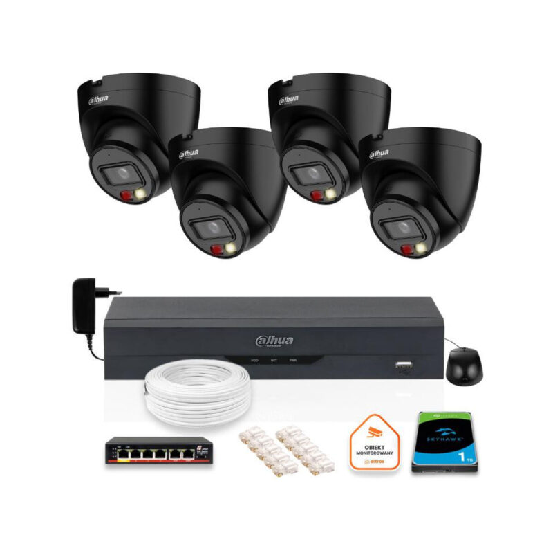 Zestaw monitoringu IP Dahua 4 Kamery IP 4mpx dysk twardy