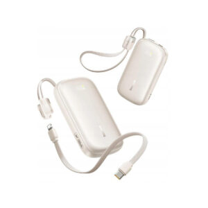 Powerbank Baseus EnerFill FC21 20000 mAh 22,5 W USB-A USB-C beżowy z odłączanym kablem Lightning