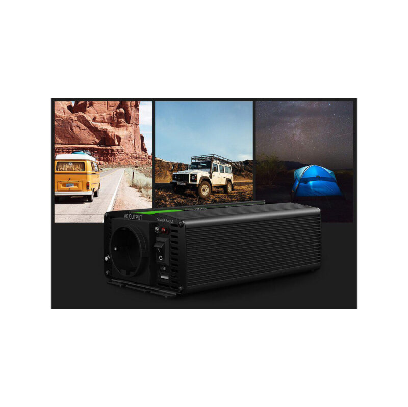 PRZETWORNICA NAPIĘCIA INWERTER Green Cell 12V / 230V 300W/600W CZYSTA SINUSOIDA INV07