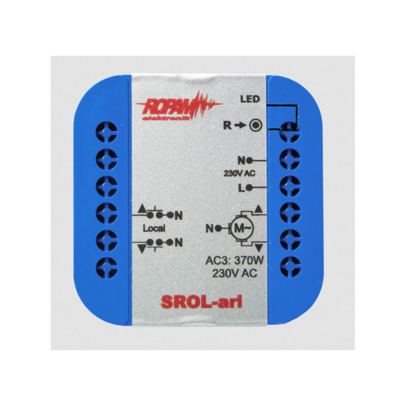 ROPAM SROL-ari bezprzewodowy, douszkowy sterownik rolety 230VAC, amperometryka, status rolety w aplikacji i panelu dotykowym (-IP-64).