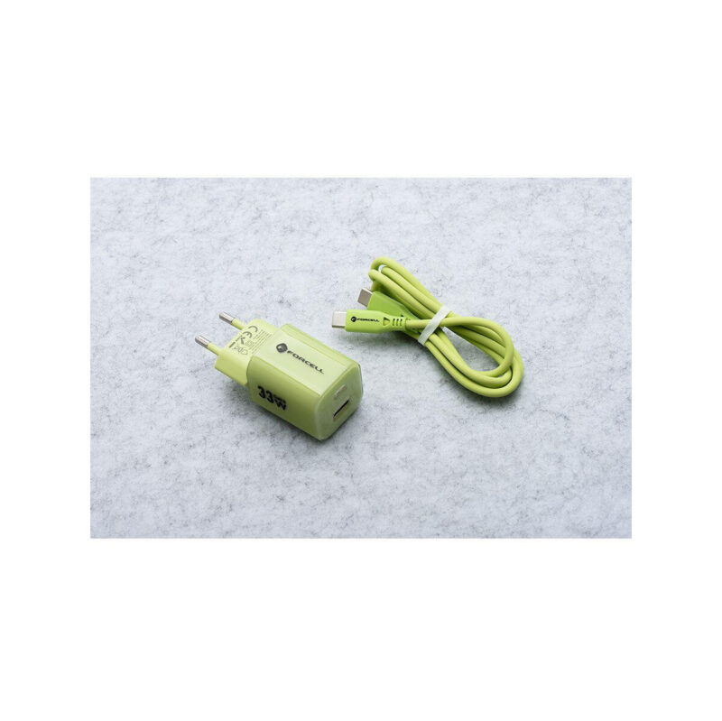 3c44baf614427963c4d05654a3ba434a_original ŁADOWARKA SIECIOWA Forcell F-Energy GaN III VT-41 33 W 1x USB-C 1x USB-A PD 3.0 QC 4.0 ZIELONA