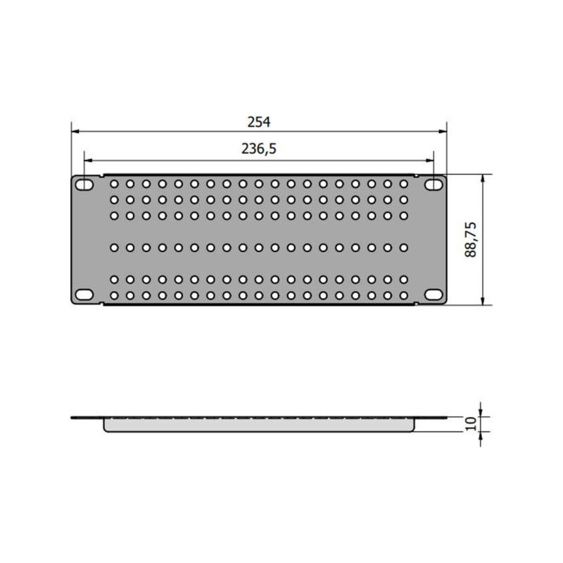 Adapter montażowy RACK 10" 2U z otworowaniem prosty ATTE ADD-RACK10-2U1