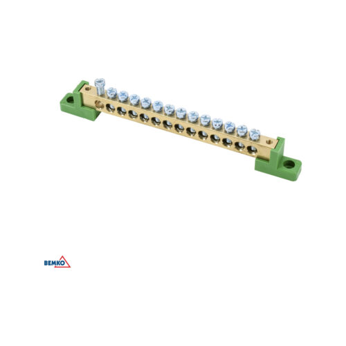 Listwa zaciskowa na izolatorach płaskichH 8x12 16-torowa zielona