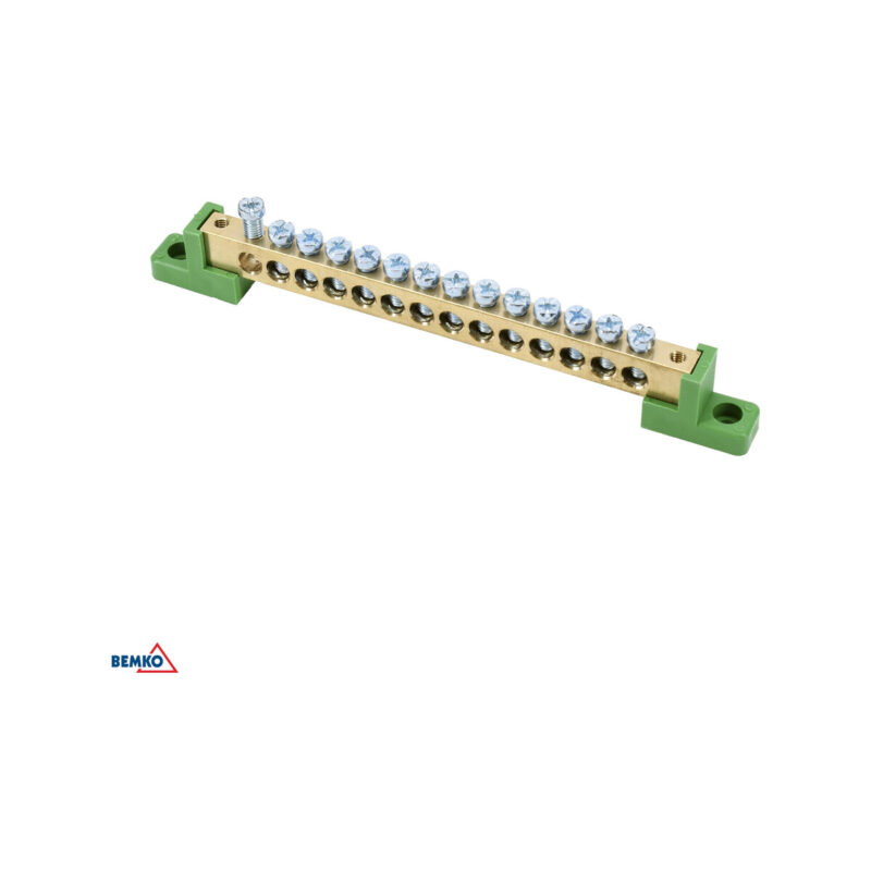 Listwa zaciskowa na izolatorach płaskichH 8x12 16-torowa zielona