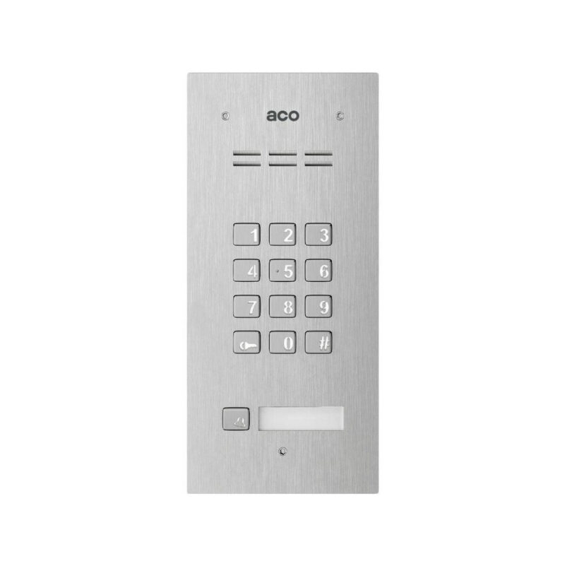 ACO COMO-PRO-CODE-A1 Panel domofonowy COMO-PRO-CODE-A1, audio, 1 przycisk dzwonienia, zamek szyfrowy, czytnik breloków zbliżeniowych, podtynkowy, stal nierdzewna