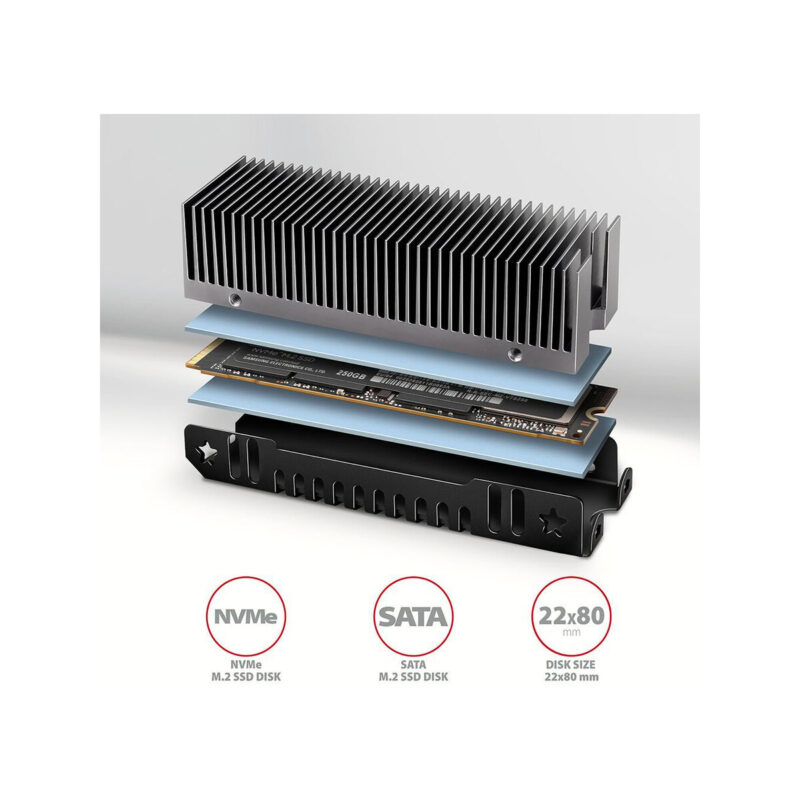 Radiator do dysków Axagon CLR-M2XT aluminiowy pasywny M.2 SSD