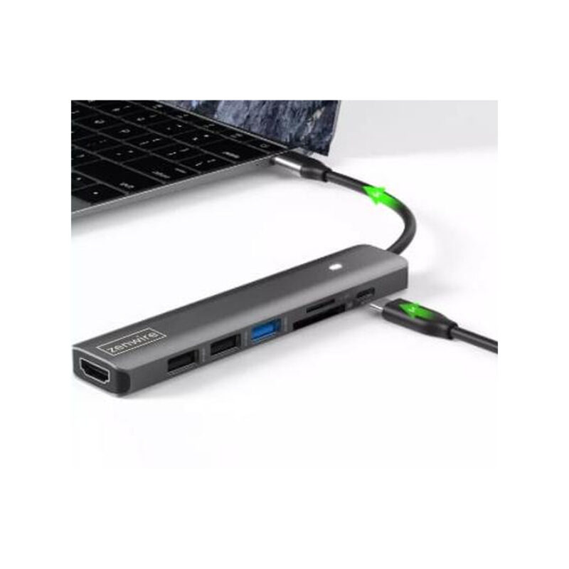 HUB ADAPTER USB-C 7w1 HDMI 4K USB 3.0 SD PD Zenwire BS-HC703