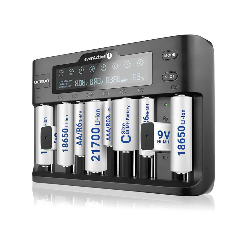 Ładowarka do akumulatorków cylindrycznych Li-ion oraz Ni-MH everActive UC-800