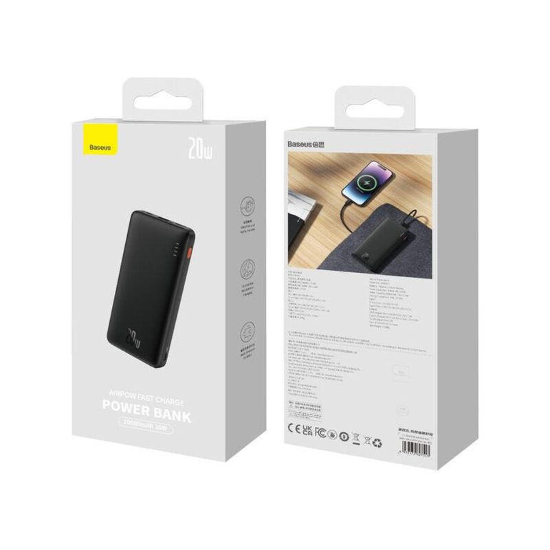 Powerbank Baseus Airpow PPQD090001 10000mAh 20W PD QC 20W USB-A USB-C + kabel