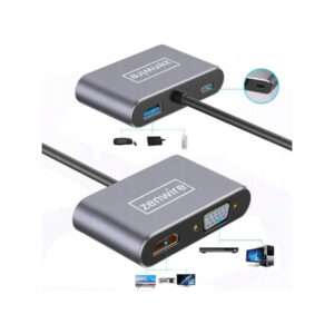 ADAPTER HUB Przejściówka USB-C 4W1 HDMI 4K VGA USB Zenwire BYL-2310