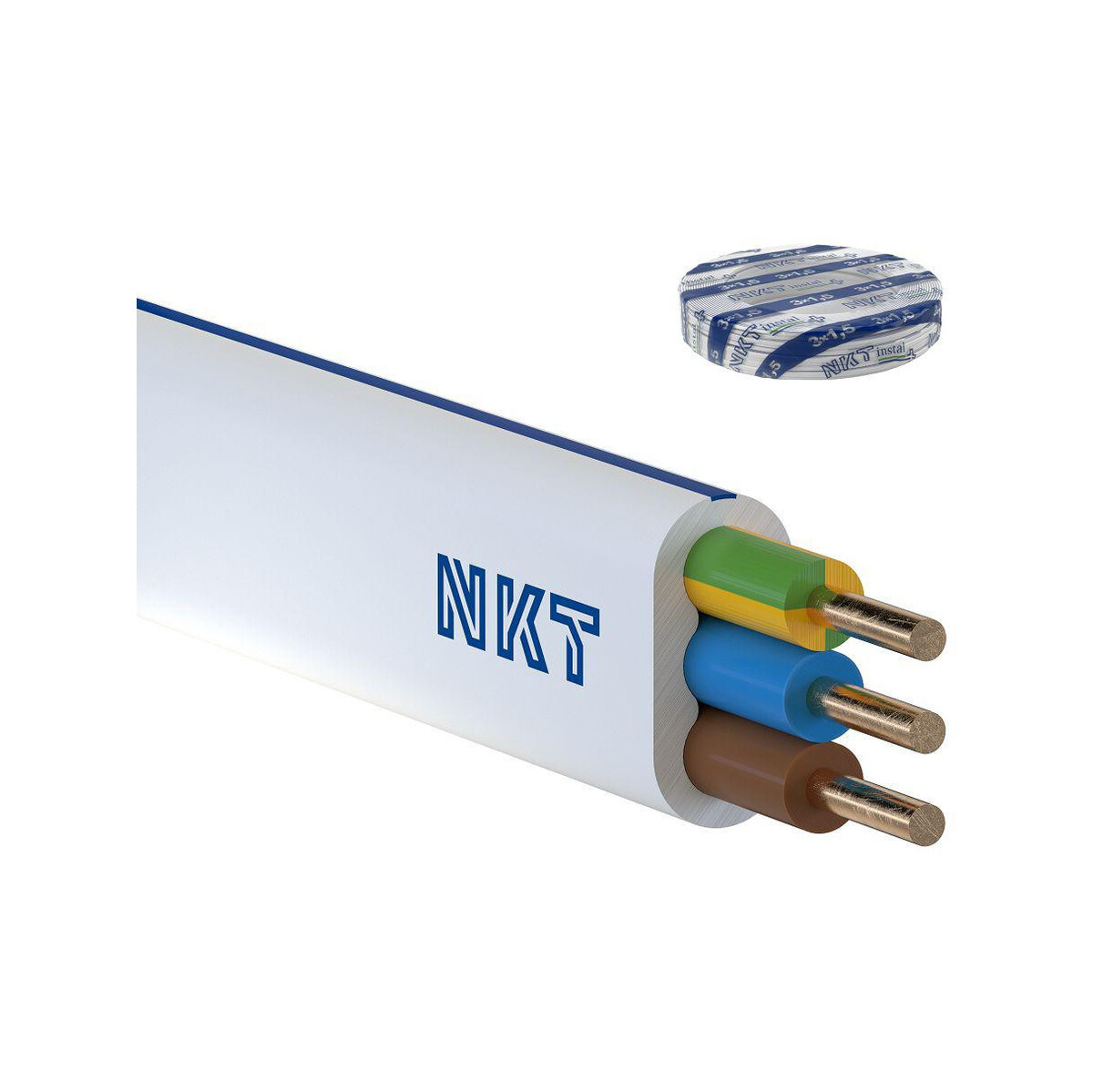Przewód NKT instal PLUS YDYp 3x1,5 żo biały 450/750V 100m