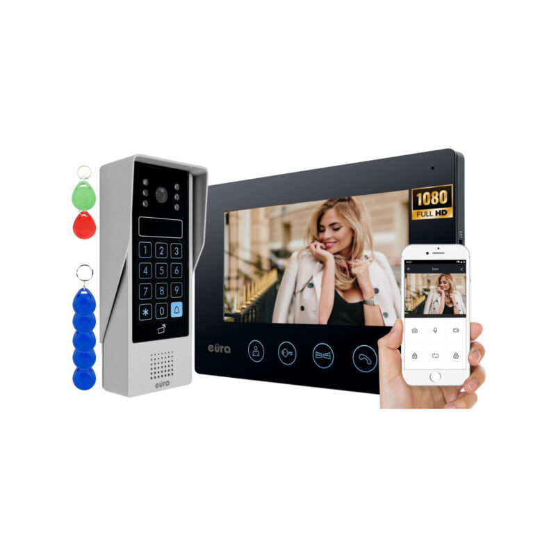 WIDEODOMOFON EURA VDP-90A3 DELTA + czarny monitor TUYA