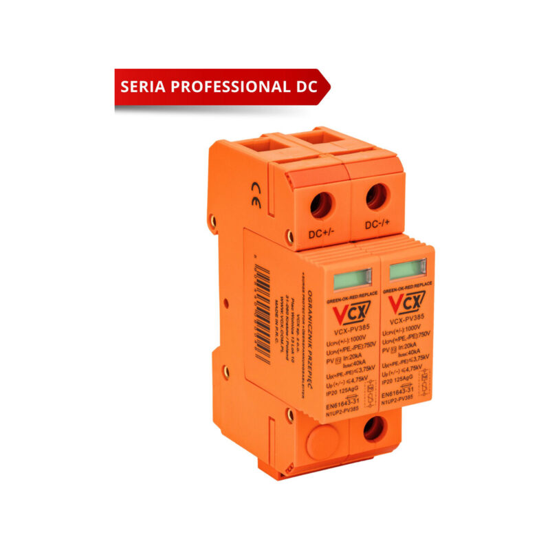 Ogranicznik przepięć fotowoltaiczny DC klasy C 2P (T2) 1000V PV 385 VCX