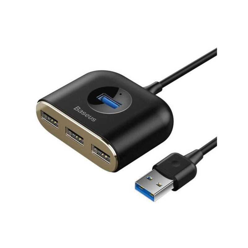 HUB Baseus Square USB-A do 1x USB-A 3.2 Gen 1 / 3x USB 2.0 z kablem 1m - czarny