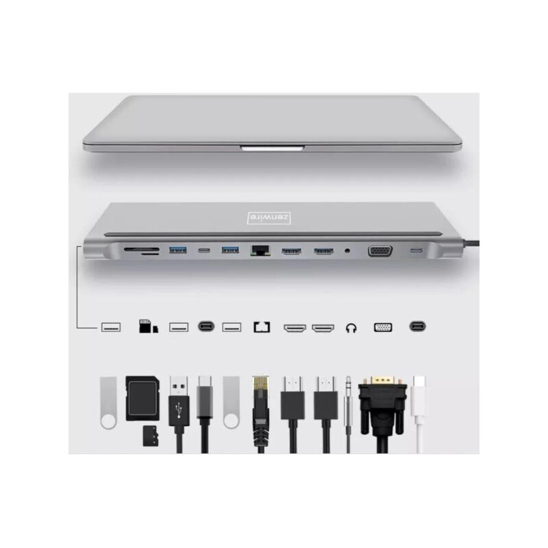 HUB ADAPTER USB-C 12w1 Stacja Dokująca 2x HDMI 4K ETHERNET RJ45 USB 3.0 BYL-2211