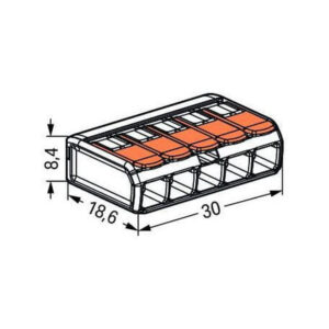 Szybkozłączka uniwersalna LINKA/DRUT 5x 0,2-4mm2 WAGO 221-415 (Paczka 25szt.)