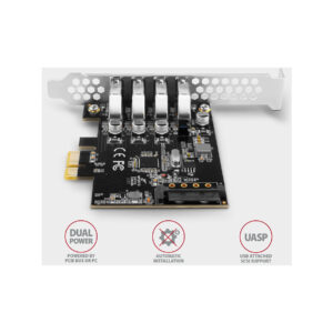 Kontroler Axagon PCEU-43RS PCIe 4x port USB 3.2 GEN 1, UASP, chipset Renesas, 15-pin SATA