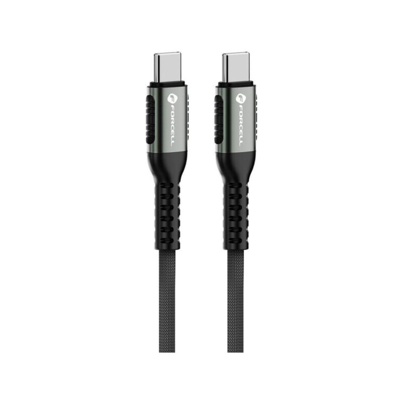 KABEL USB-C / USB-C Forcell F-Energy Cafule 50 cm 240 W 5A PD QC 4.0 CZARNY W OPLOCIE