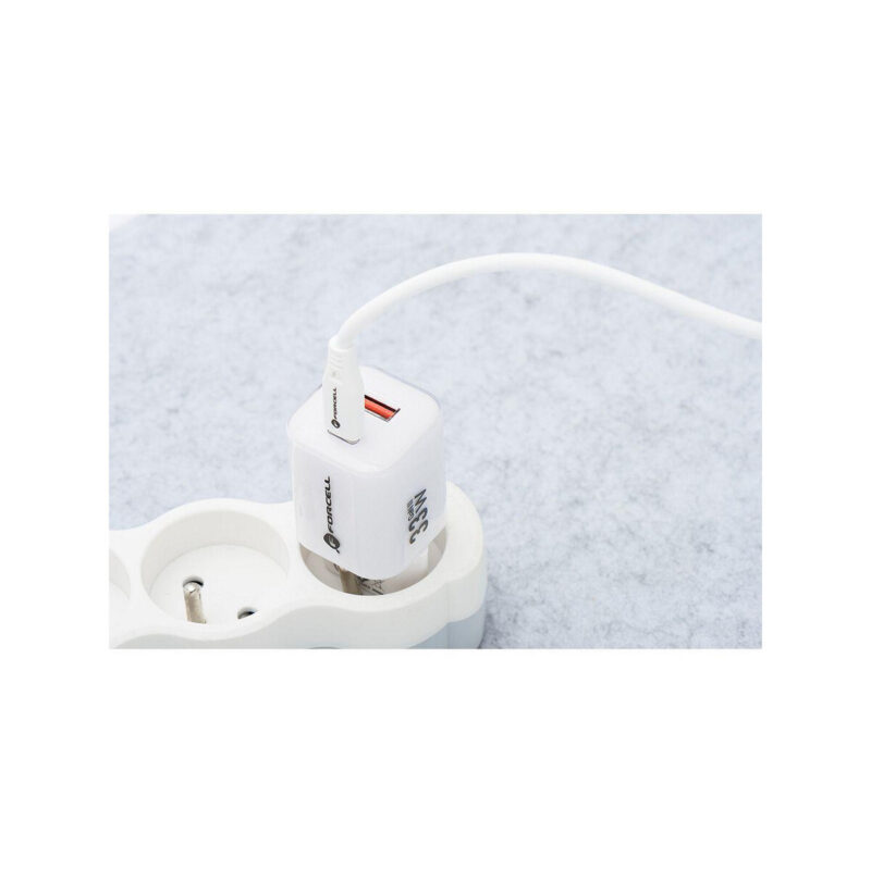4632c1dfa2f06b41e3bcb351a21d2cab_original ŁADOWARKA SIECIOWA Forcell F-Energy GaN III VT-41 33 W 1x USB-C 1x USB-A PD 3.0 QC 4.0 BIAŁA
