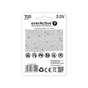 Akumulatorek 16340 / R-CR123 3V everActive 700mAh (1 szt.) z zabezpieczeniem