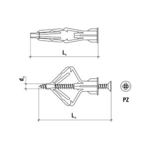 Kołki do karton gipsu 10 x 50 nylon 100szt.