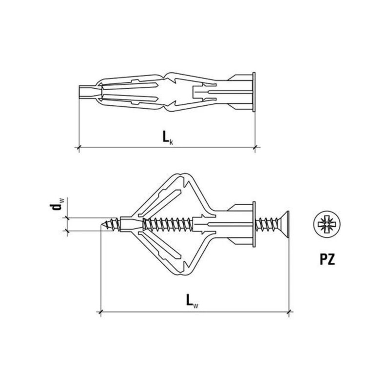 Kołki do karton gipsu 10 x 50 nylon 100szt.