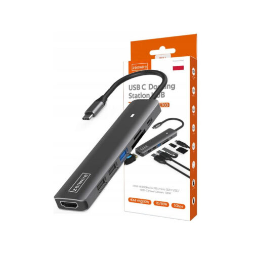 HUB ADAPTER USB-C 7w1 HDMI 4K USB 3.0 SD PD Zenwire BS-HC703