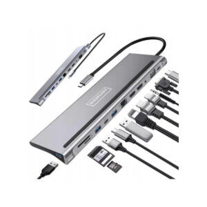 HUB ADAPTER USB-C 12w1 Stacja Dokująca 2x HDMI 4K ETHERNET RJ45 USB 3.0 BYL-2211