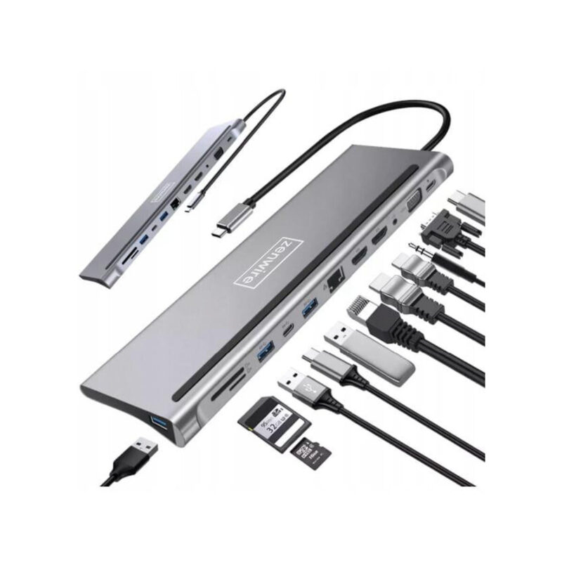 HUB ADAPTER USB-C 12w1 Stacja Dokująca 2x HDMI 4K ETHERNET RJ45 USB 3.0 BYL-2211
