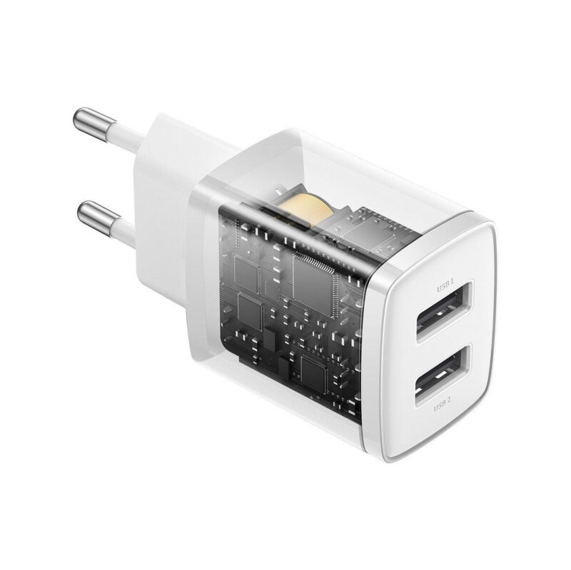 ŁADOWARKA SIECIOWA Baseus Compact Charger CCXJ010202 10.5W 2x USB-A BIAŁA