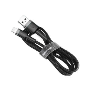 KABEL USB-A / Lightning iPhone Baseus Cafule CALKLF-CG1 200cm Apple 1.5A CZARNO-SZARY W OPLOCIE