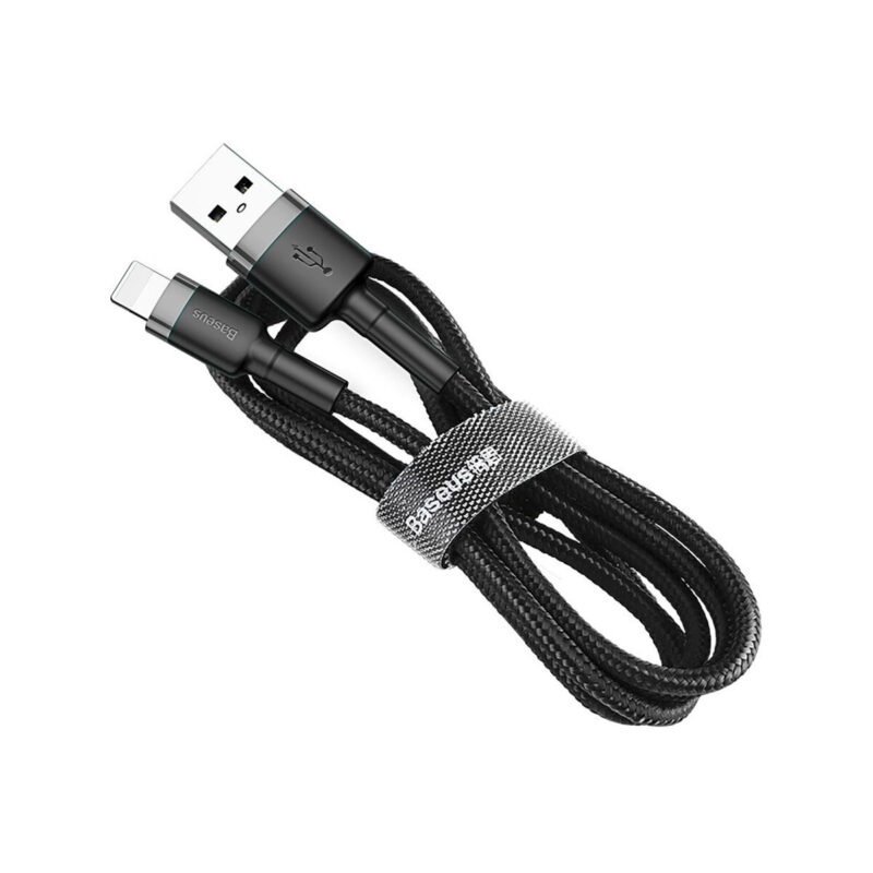 KABEL USB-A / Lightning iPhone Baseus Cafule CALKLF-CG1 200cm Apple 1.5A CZARNO-SZARY W OPLOCIE