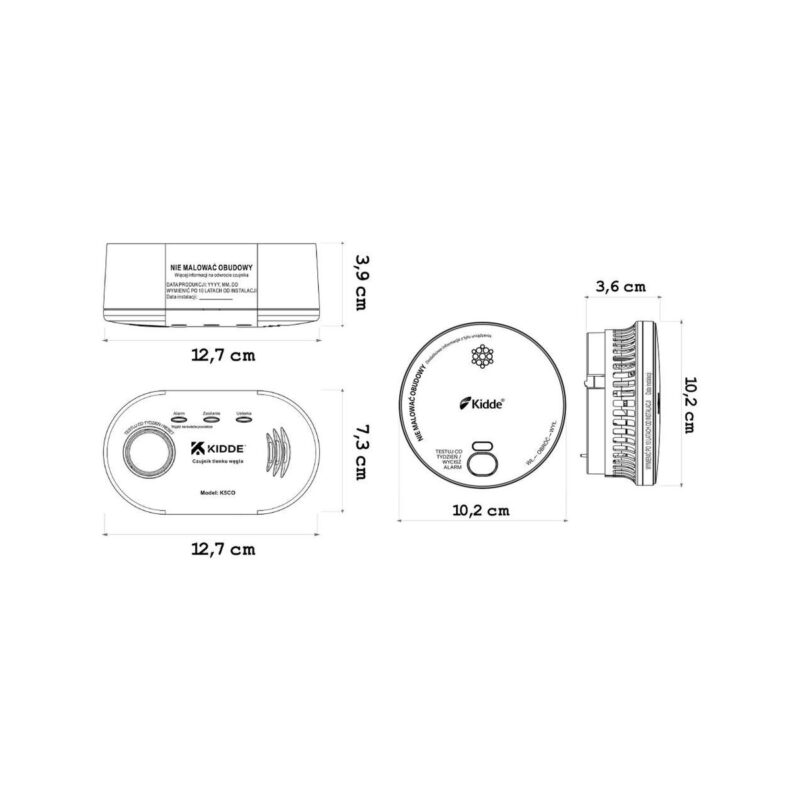 Zestaw 2 czujek KIDDE czadu i dymu