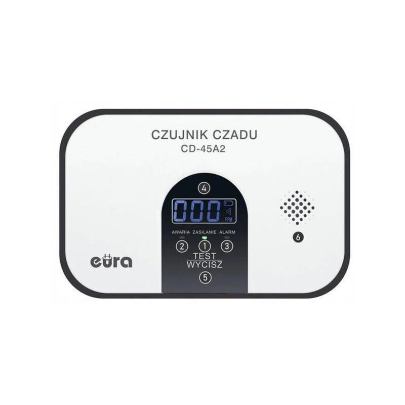 Czujnik czadu EURA CD-45A2 wolnostojący, bateryjny, wyswietlacz LCD