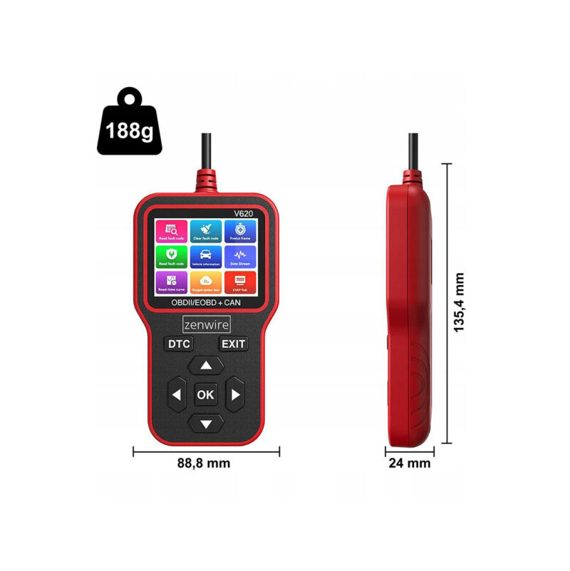 4c98deeef465eb523eba16ceca913dd9_original Interfejs Tester Skaner Diagnostyczny OBD2 ELM327 CAN Zenwire V620