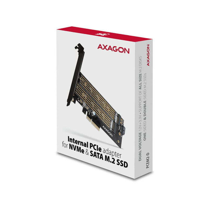 Adapter Axagon PCEM2-D PCIe NVME + SATA M.2