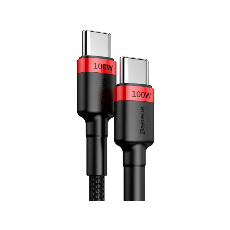 KABEL USB-C / USB-C Baseus Cafule CATKLF-AL91 200cm 100W 5A PD 2.0 QC 3.0 CZARNY W OPLOCIE