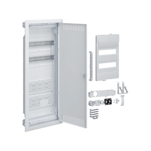 Rozdzielnica hybrydowa podtynkowa, 2 x12modułów, 2x płyta montażowa, 1x gniazdo 230V, HAGER Volta Hybrid VU602PLH