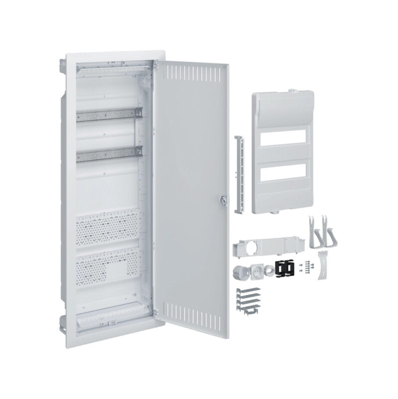 Rozdzielnica hybrydowa podtynkowa, 2 x12modułów, 2x płyta montażowa, 1x gniazdo 230V, HAGER Volta Hybrid VU602PLH