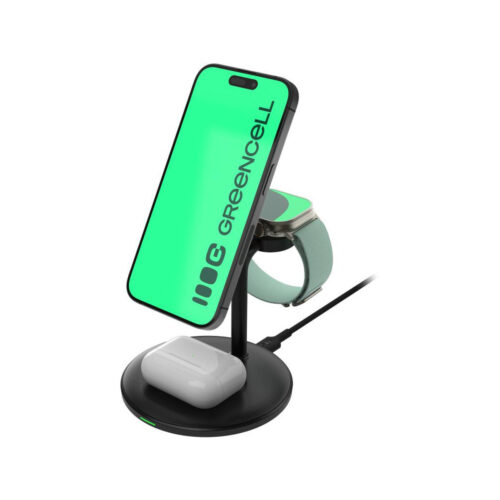ŁADOWARKA INDUKCYJNA Greencell MagScape 3w1 15W MagSafe IPhone AirPods Apple Watch
