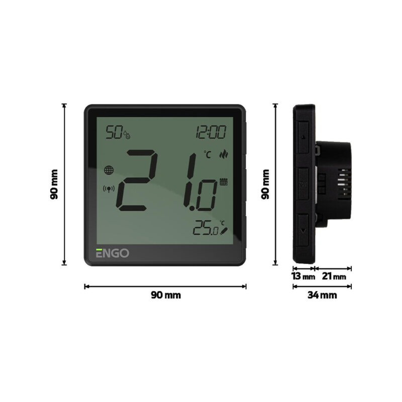 ENGO Controls EONE-230B - Regulator temperatury, 230V, czarny, Internetowy, podtynkowy, ZigBee