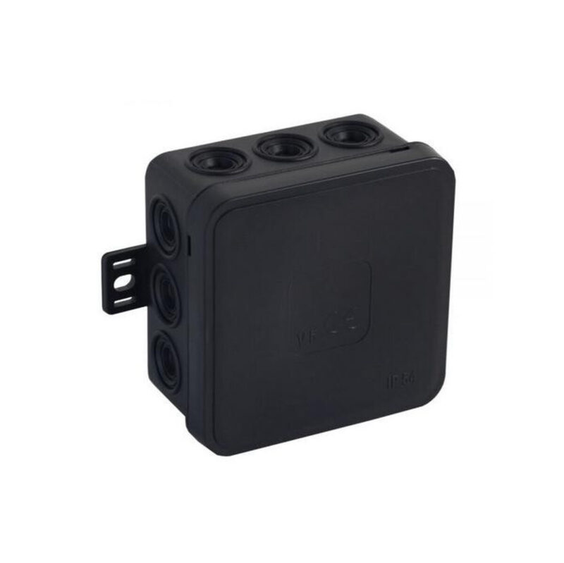 Puszka natynkowa pusta 12 wlotów VIPLAST V5 klik CZARNA IP54 75x75x41mm 035-05