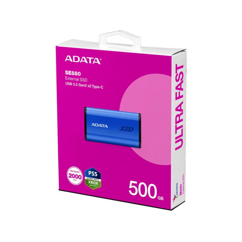 Adata Dysk zewnętrzny SSD SE880 500GB USB3.2A/C Gen2x2 Niebieski