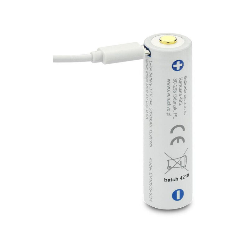 Akumulator 18650 Li-Ion 3,7V everActive 3500mAh (1 szt.) micro-USB z zabezpieczeniem
