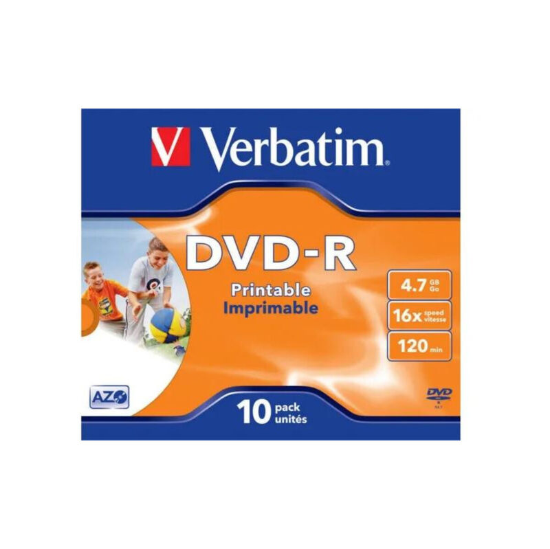 Płyty DVD-R Verbatim AZO Printable jewel box (10szt)