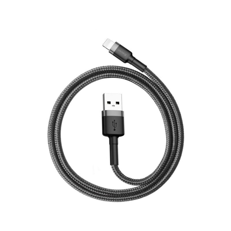 KABEL USB-A / Lightning iPhone Baseus Cafule CALKLF-AG1 50cm Apple 2.4A CZARNO-SZARY W OPLOCIE
